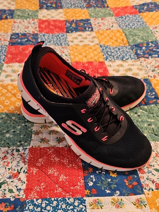 Skechers Shoes - Skechers Women's Black Athletic Slip-On Sneakers with Pink Accents